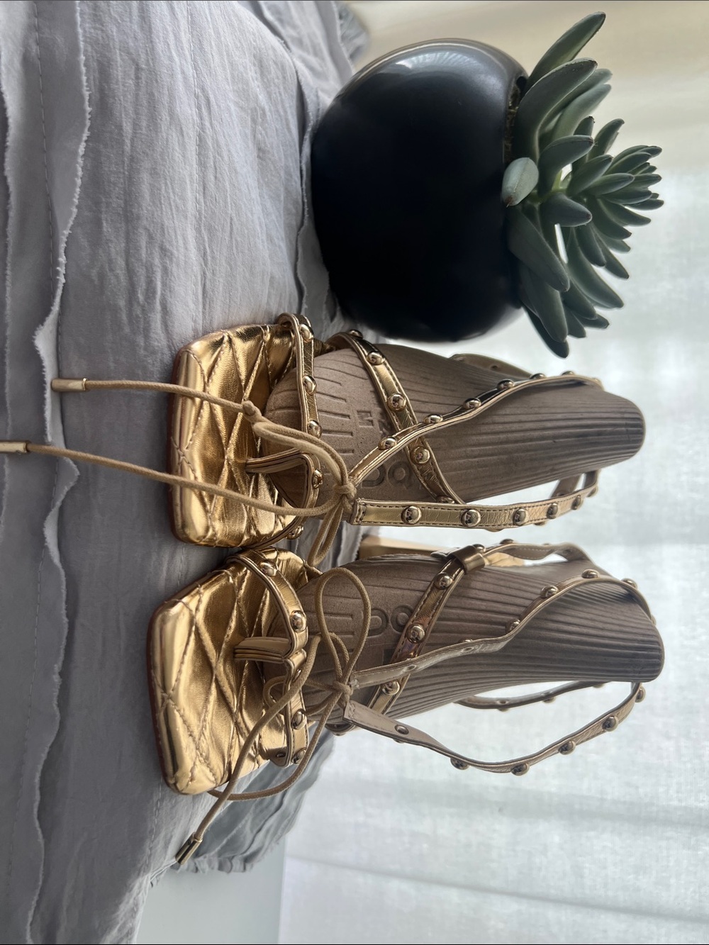 Gold Studded Lace-Up Women’s Sandals- Jessica Simpson Zayve